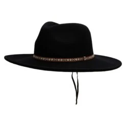 Unisex Leather Band Pinched Crown Large Brim Wool Fedora Hat