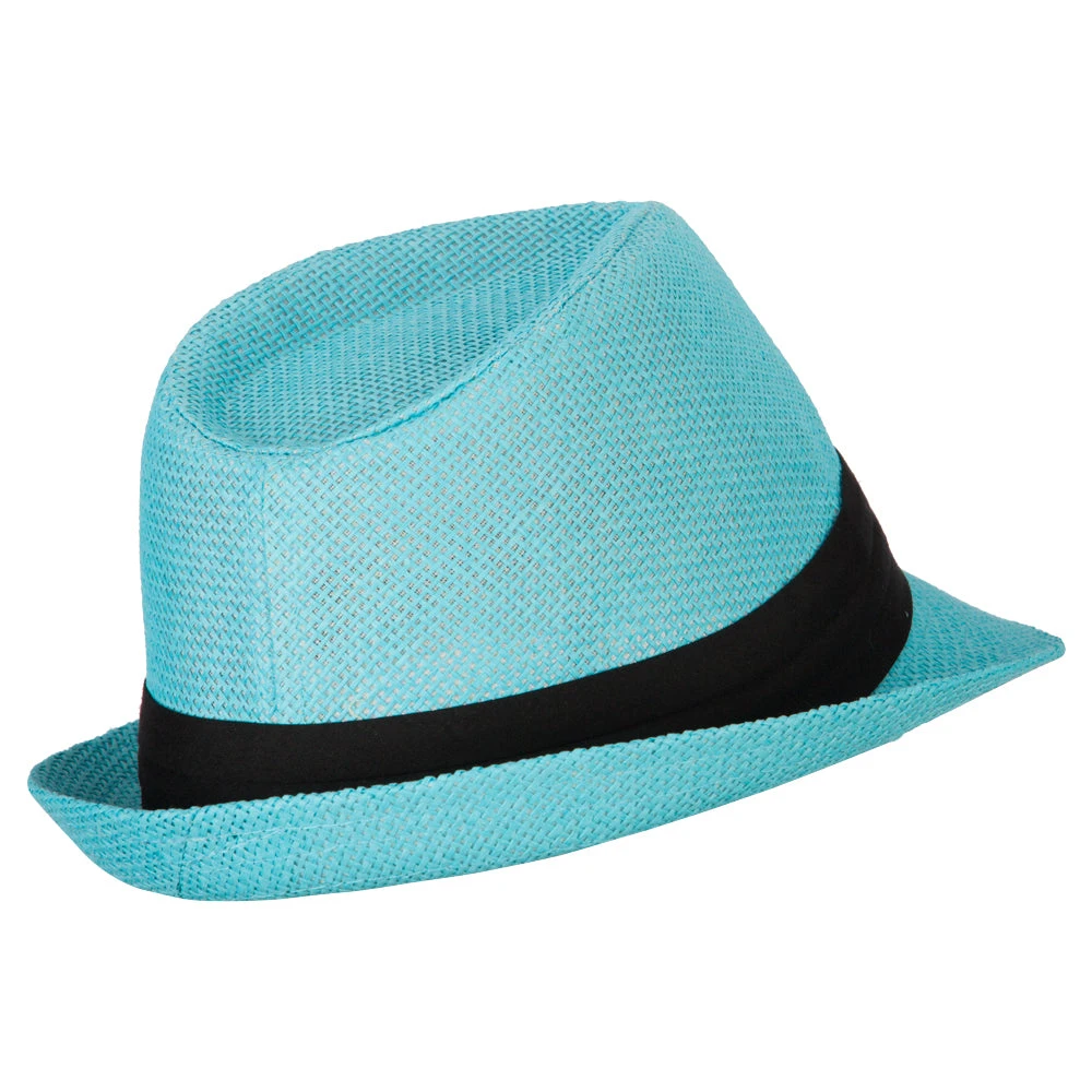 Youth Paper Straw Pinch Top Fedora Hat - Image 3