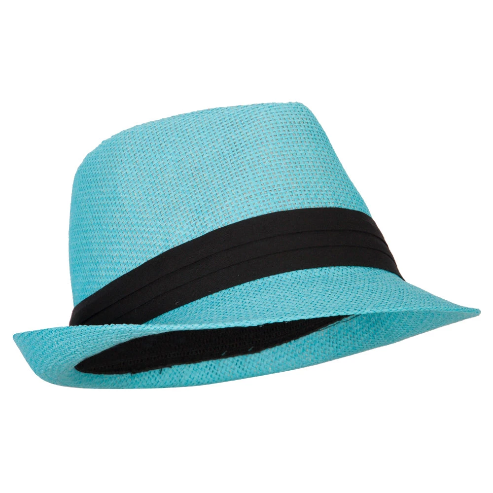 Youth Paper Straw Pinch Top Fedora Hat - Image 4