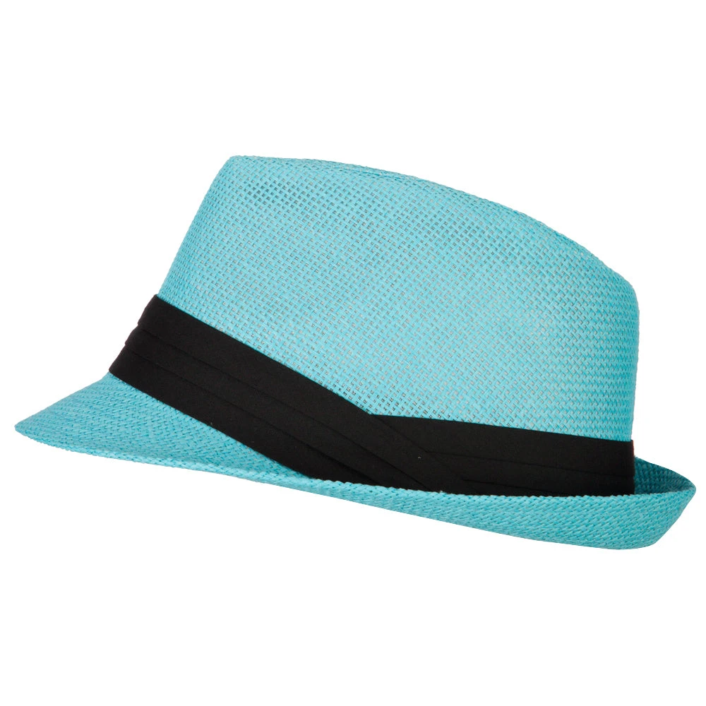 Youth Paper Straw Pinch Top Fedora Hat - Image 5