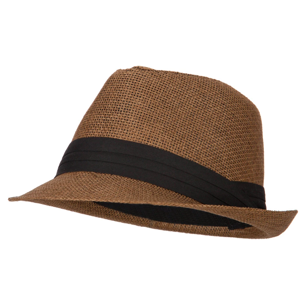Youth Paper Straw Pinch Top Fedora Hat - Image 6