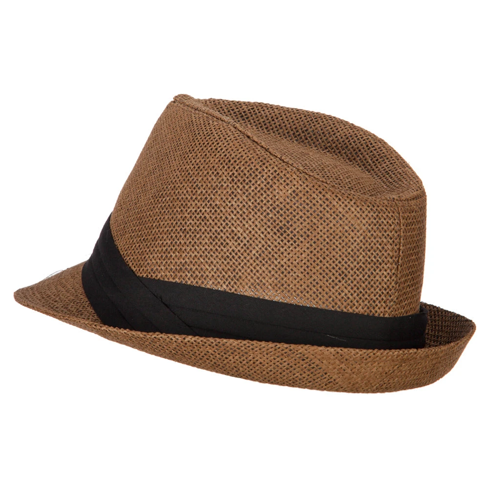 Youth Paper Straw Pinch Top Fedora Hat - Image 7