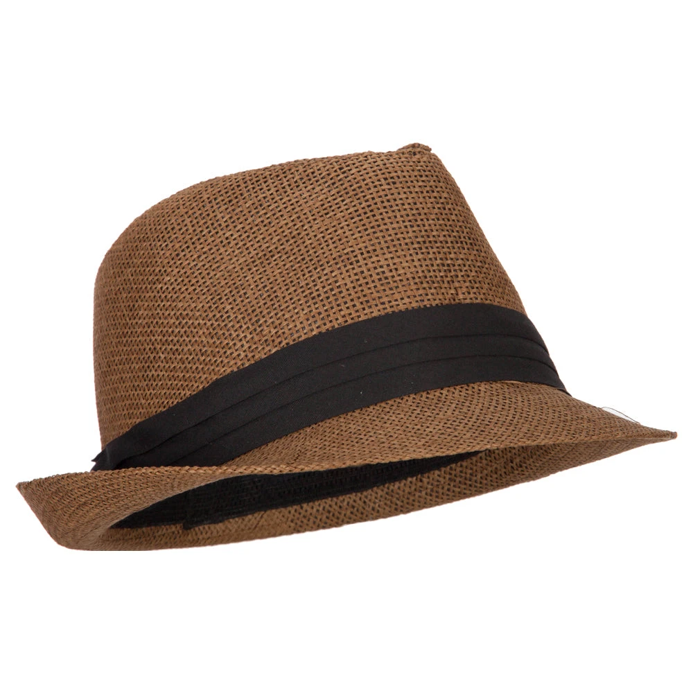 Youth Paper Straw Pinch Top Fedora Hat - Image 9