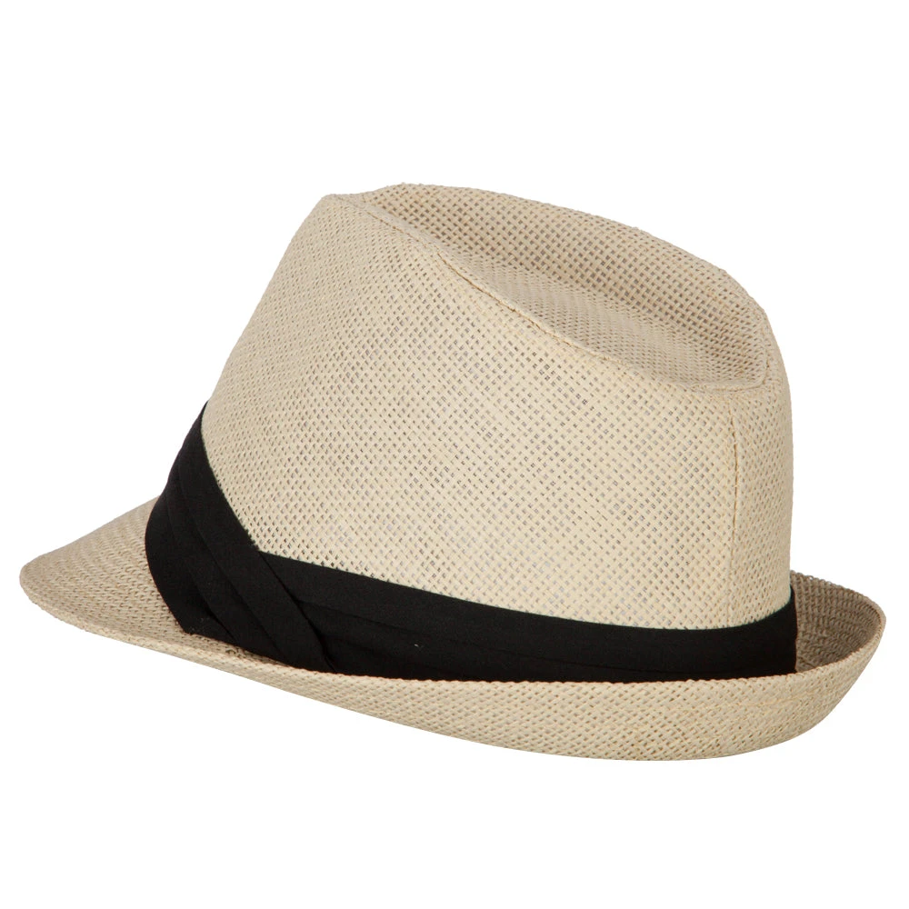 Youth Paper Straw Pinch Top Fedora Hat - Image 12