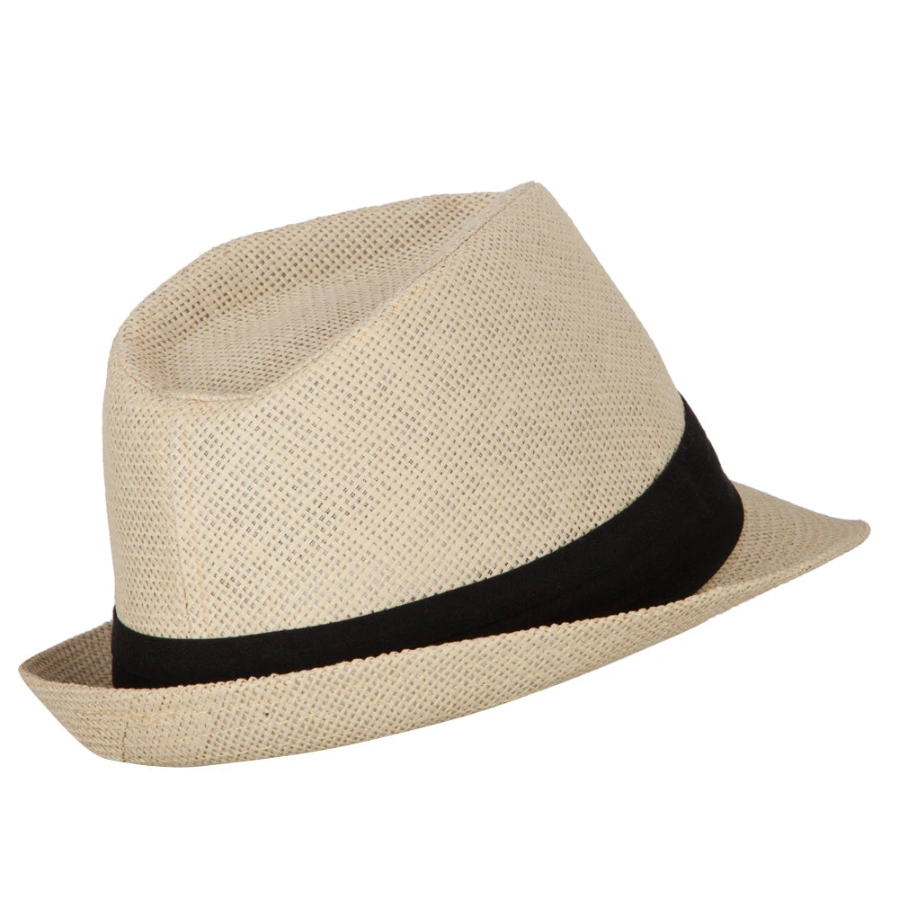 Youth Paper Straw Pinch Top Fedora Hat - Image 13