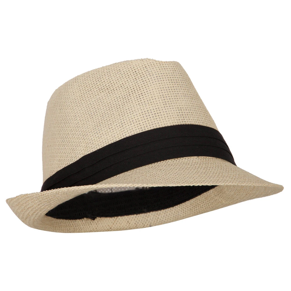 Youth Paper Straw Pinch Top Fedora Hat - Image 14