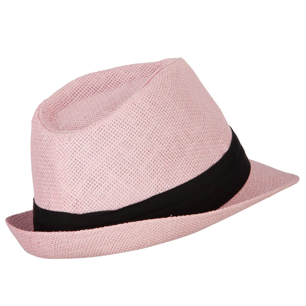 Youth Paper Straw Pinch Top Fedora Hat - Image 18