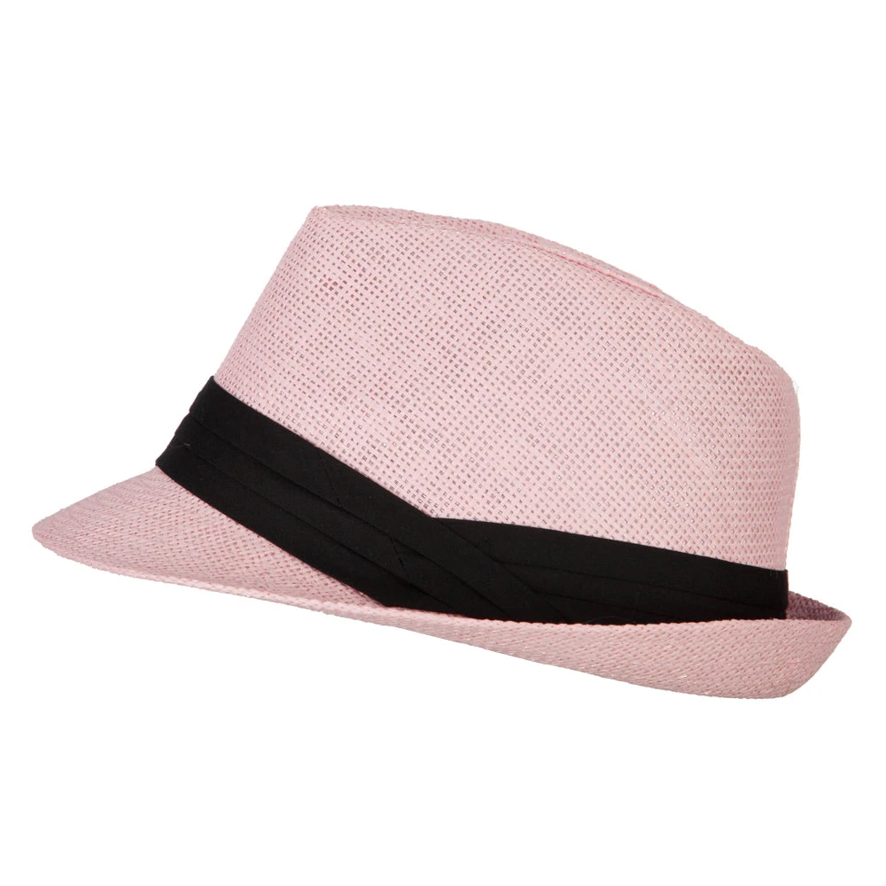 Youth Paper Straw Pinch Top Fedora Hat - Image 20